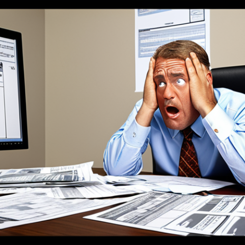 **

Realistic office scene. A frustrated real estate appraiser sits at their desk, surrounded by paperwork and a computer screen displaying AI valuation data. They're torn between client expectations (visualize thought bubbles of a low tax assessment vs. a high sale price) and the ethical responsibility of objective valuation. Focus on the tension and conflict in their expression.

**