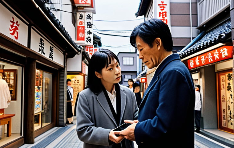 **Prompt:** A thoughtful, experienced real estate appraiser (late 40s, any gender) standing in a bustling, yet historic Japanese *shōtengai* (shopping street). They are holding a modern tablet displaying complex data, but their gaze is directed at the vibrant street and its people, capturing the 'soul' and 'story' of the place. The scene should convey a deep sense of human insight, empathy for the community's history and potential, and the wisdom to look beyond mere numbers. Subtle hints of traditional architecture blend with signs of renewal. Soft, warm lighting emphasizes a sense of understanding and discovery. Realistic, cinematic, detailed.
