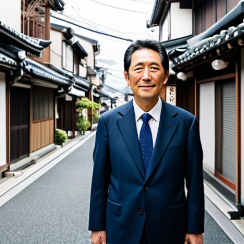 A professional real estate appraiser, fully clothed in a modest business suit, standing in a charming, slightly aged Japanese shopping street. The appraiser is thoughtfully observing the details of the street, capturing its unique atmosphere and the subtle nuances of local life, emphasizing the importance of on-site intuition. Traditional Japanese architecture and community elements create a warm, inviting backdrop. Soft, natural lighting. Professional photography, high quality, perfect anatomy, correct proportions, natural pose, well-formed hands, proper finger count, safe for work, appropriate content, fully clothed, professional dress, family-friendly.