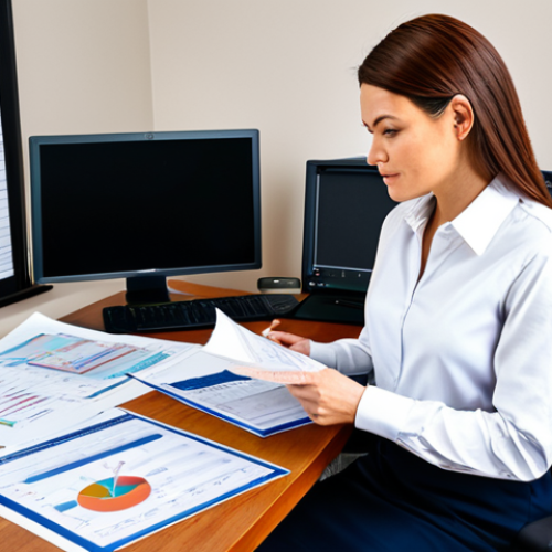 **

"A professional real estate appraiser in a modern office, reviewing documents related to property valuation. She is fully clothed in appropriate business attire, safe for work. The scene includes charts, graphs, and property records. Perfect anatomy, correct proportions, natural pose, professional, modest, family-friendly, high-quality."

**