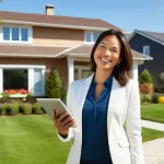 감정평가사의 업무에서의 전문 용어 정리 - **Prompt:** A friendly, professional female real estate appraiser, wearing business casual attire (a...