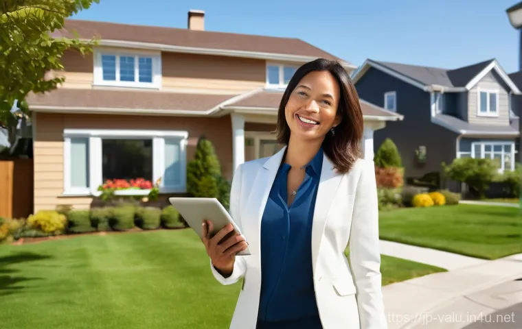 감정평가사의 업무에서의 전문 용어 정리 - **Prompt:** A friendly, professional female real estate appraiser, wearing business casual attire (a...