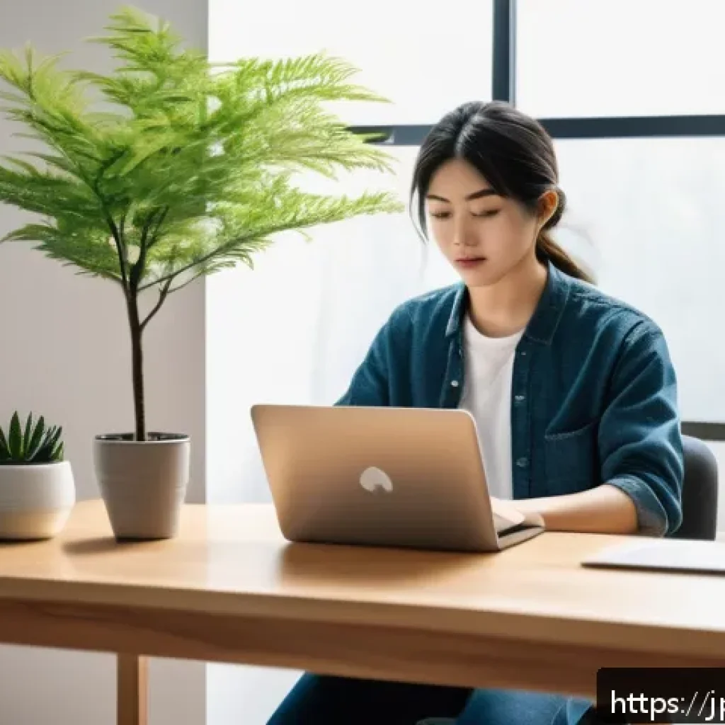 감정평가사의 온라인 강의 제작 - A modern, serene home study space designed for focused online learning: a tidy wooden desk with a sl...