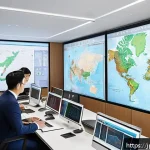 감정평가사와 관련된 해외 사례 - A modern international real estate appraisal office scene showing diverse professionals from the US,...