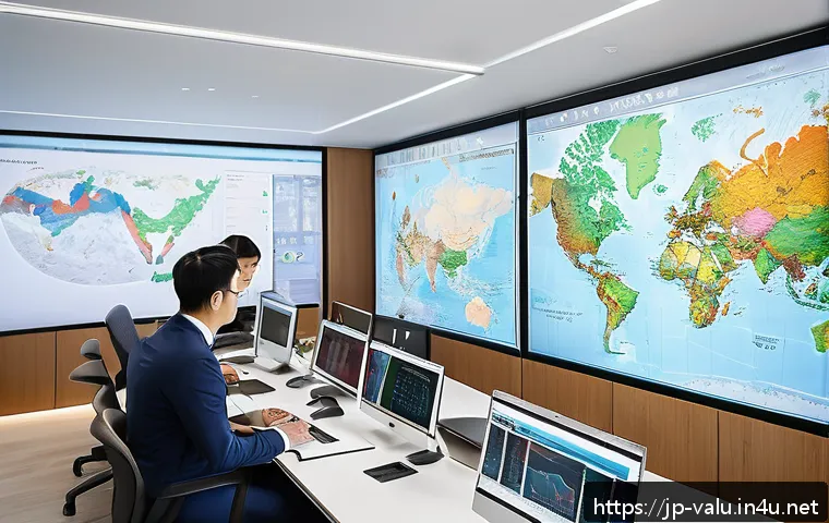 감정평가사와 관련된 해외 사례 - A modern international real estate appraisal office scene showing diverse professionals from the US,...