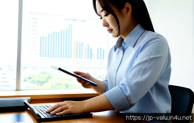 감정평가사와 IT 기술 활용 - Photorealistic Japanese real estate appraiser in a neat modern office, studying a residential proper...